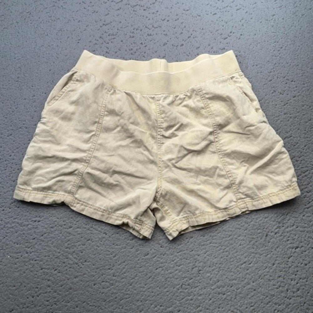 Faherty Shorts Womens XL Tan Linen Blend Elastic Waist‎ Pull On Arlie Day Resort